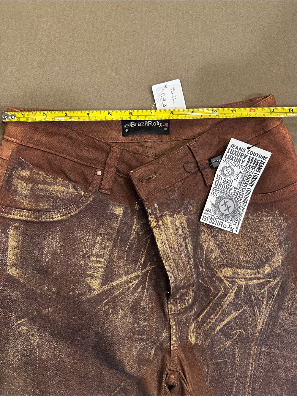 Brazil Roxx Women’s Rust-Brown Metallic Wash Jeans - Picture 11 of 13
